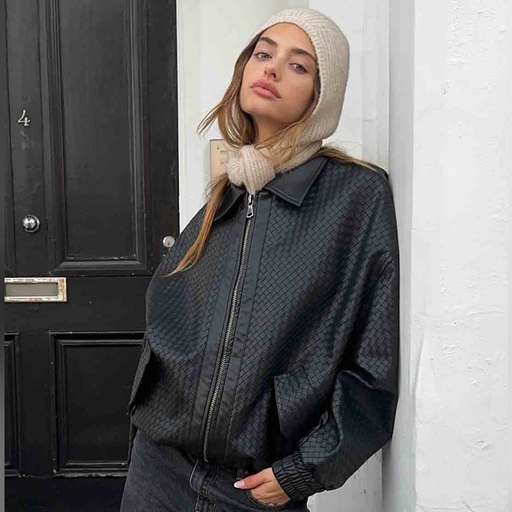 Lioness Black Woven Zip-Up Jacket
